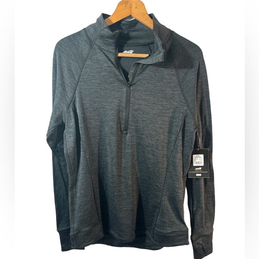 NWT Avia Active Textured 1/4 Zip Pullover Thumb Holes size large (12/14) Sporty